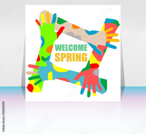 Welcome spring words on holiday card