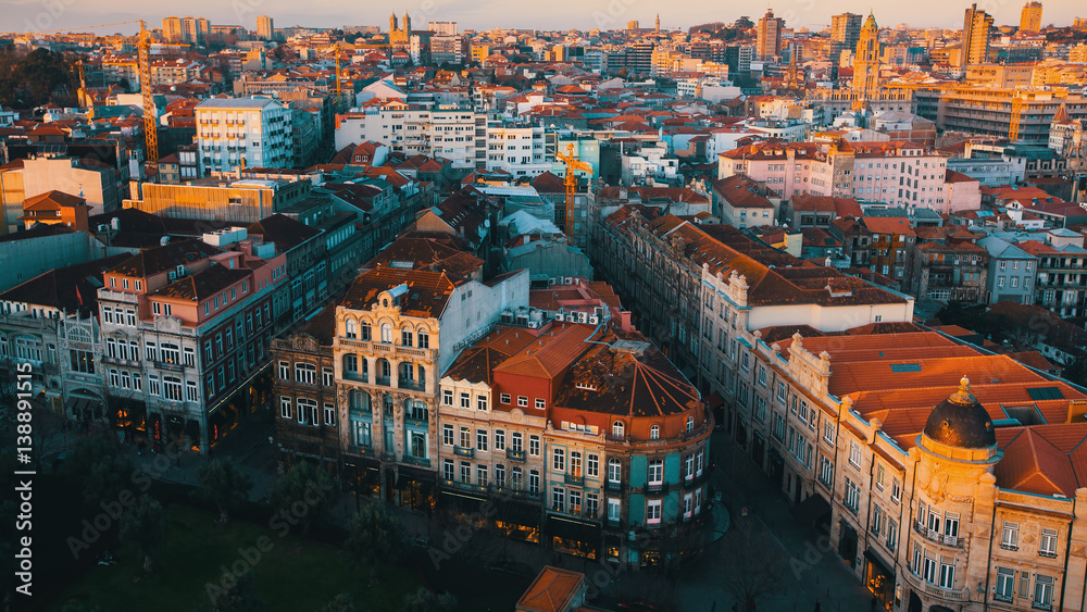 Top view of Porto city center, Portugal.