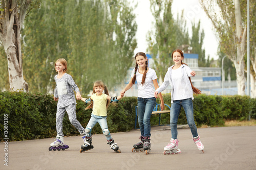 Teenager girls on roller sk...