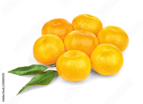 Flower made of tangerines on white background