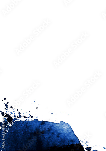 Hand drawn watercolor blue stain.