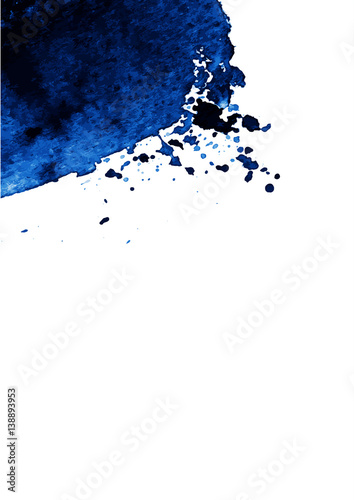 Hand drawn watercolor blue stain.