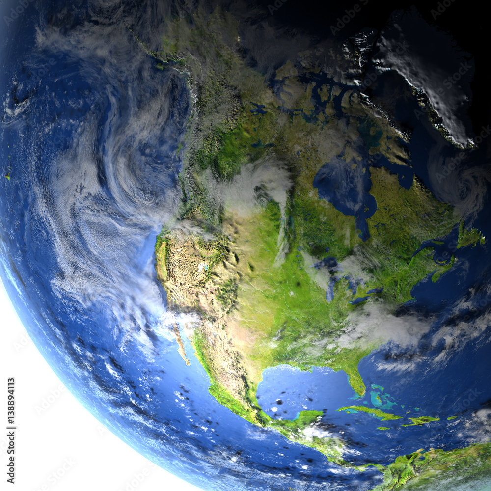 Fototapeta premium North America on planet Earth