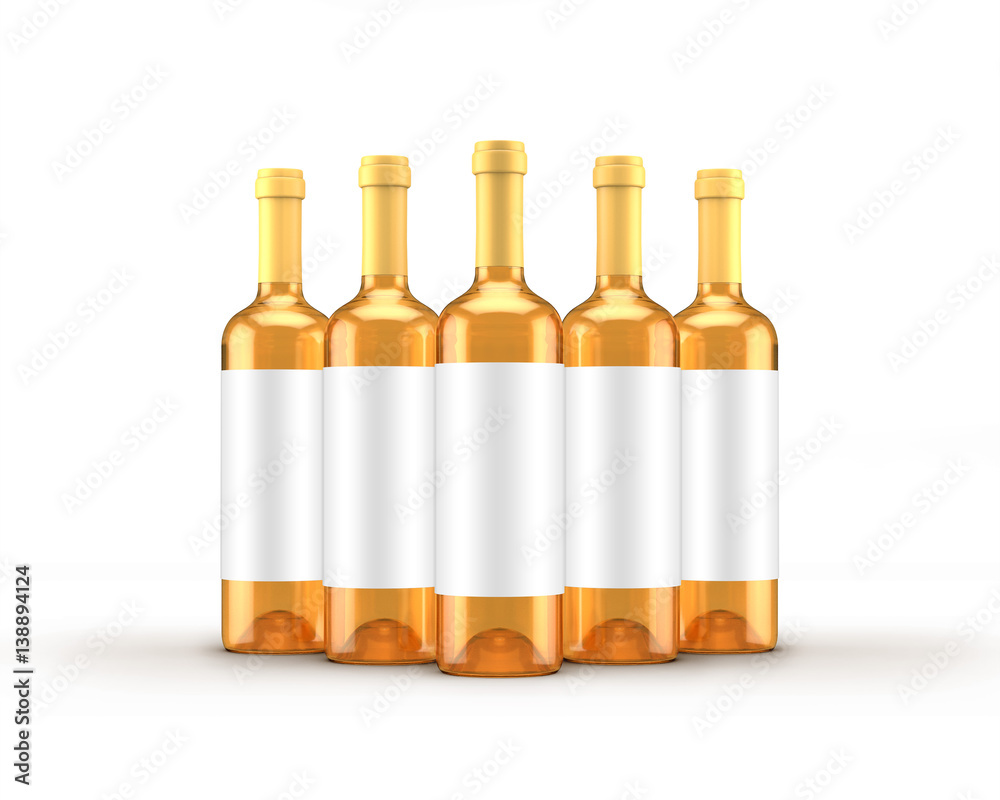 White wine bottle isolated. 3d illustration, 3d rendering.