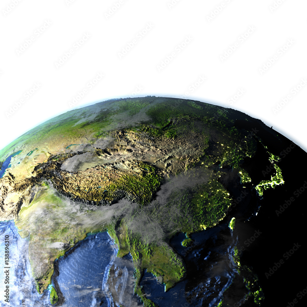 Fototapeta premium East Asia on Earth - visible ocean floor