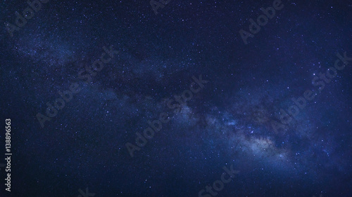 Panorama Milky way galaxy with stars and space dust in the universe, Long exposure photograph, with grain. © sripfoto