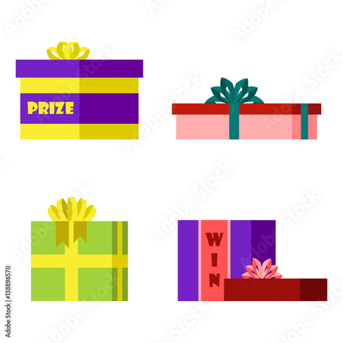 Gift box anniversary event satin greeting object with ribbon and bow isolated...