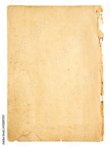 Old paper isolated on white background.