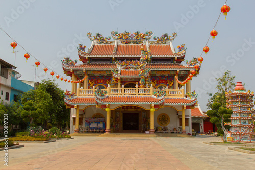 The Chinese shrine with Chinese style art decoration in Phichit, Thiland
