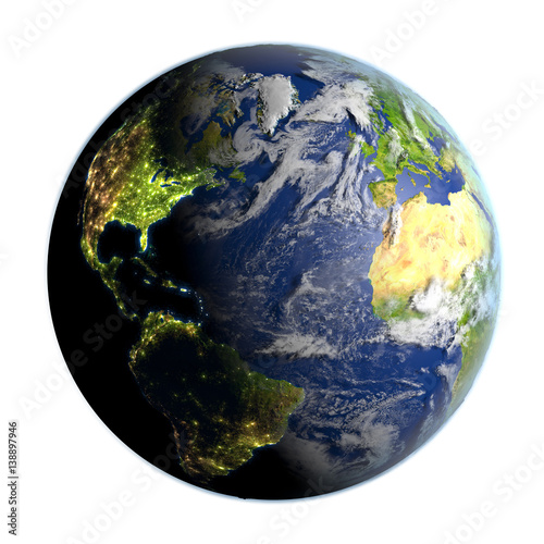 Northern Hemisphere on Earth isolated on white