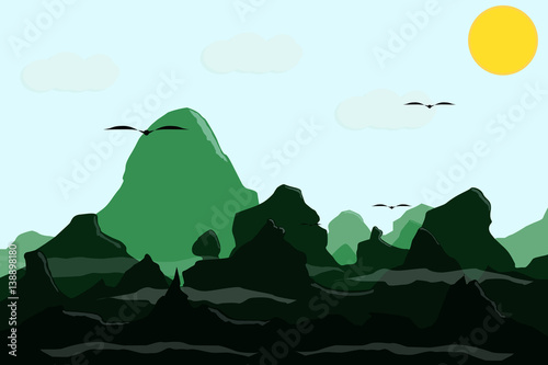 illustration of a mountain landscape.