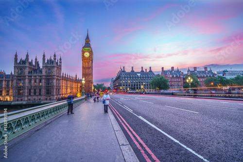 Big Ben at colorful sunset