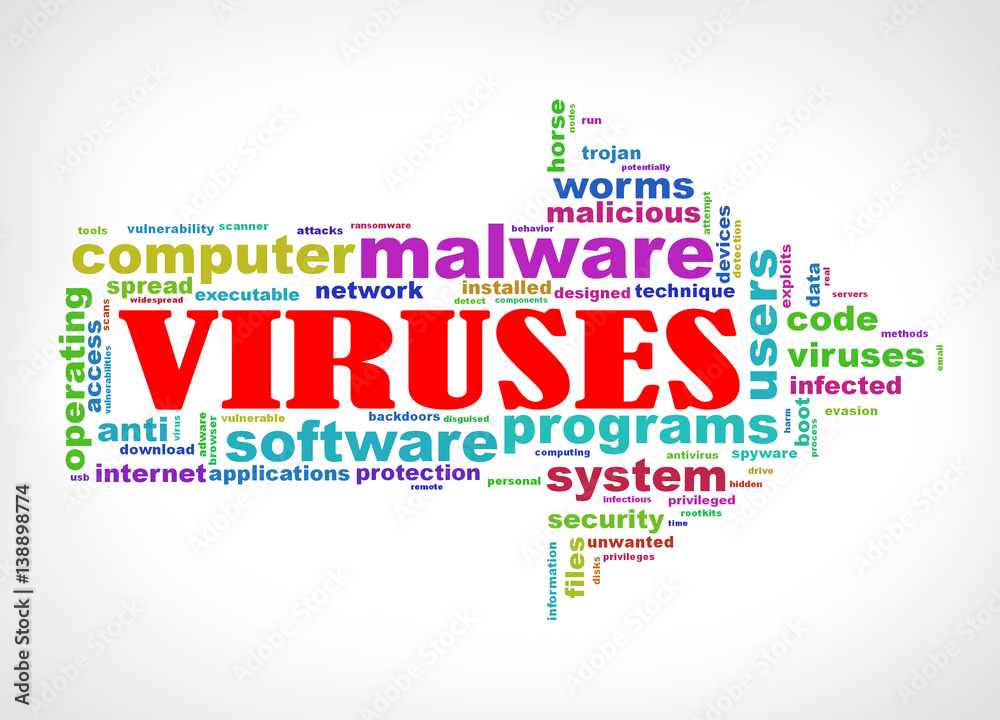 Arrow shape wordcloud tags malware viruses