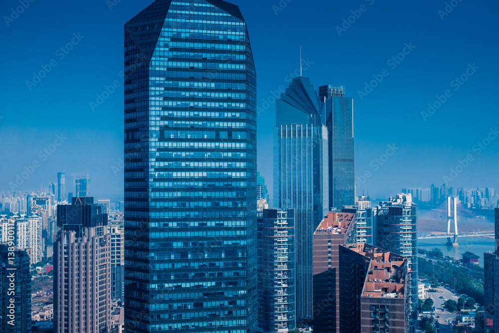 modern business buildings in financial district in city of China.
