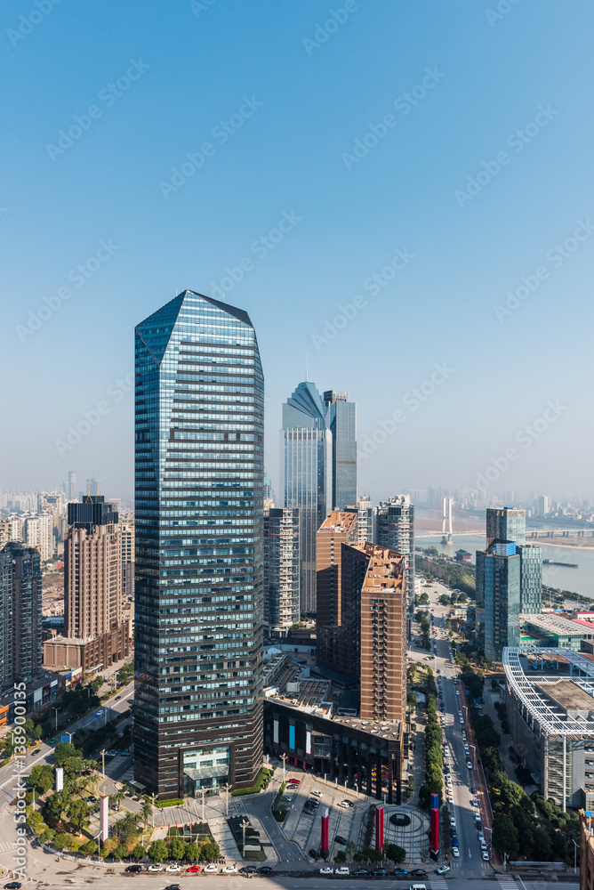 modern business buildings in financial district in city of China.