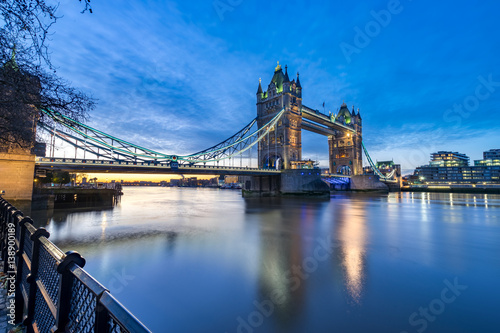 London Tower Bridge and Thames river viewed at sunrise in London  England
