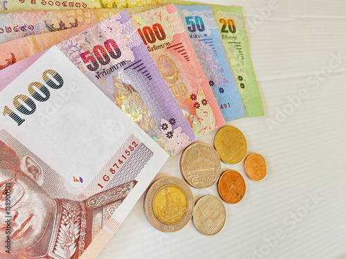 Thai baht money white background