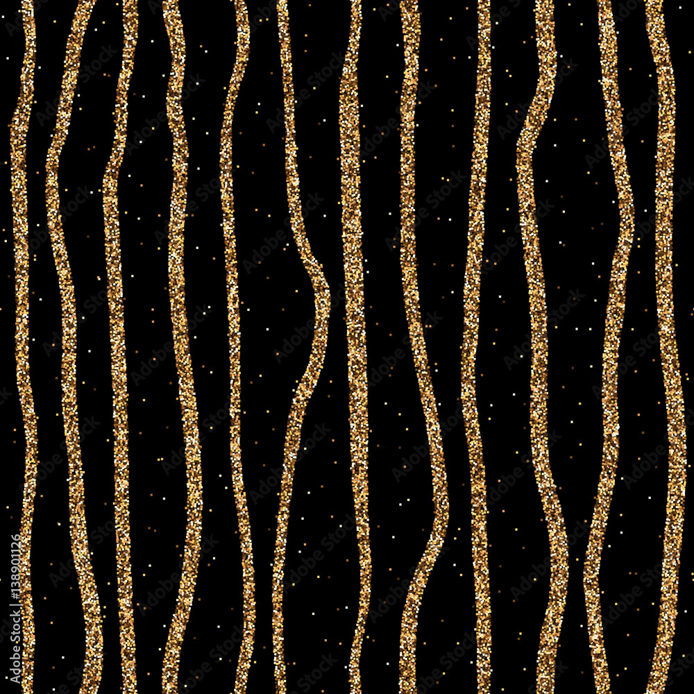 Fashion shiny seamless pattern with gold glitter hand drawn lines ...