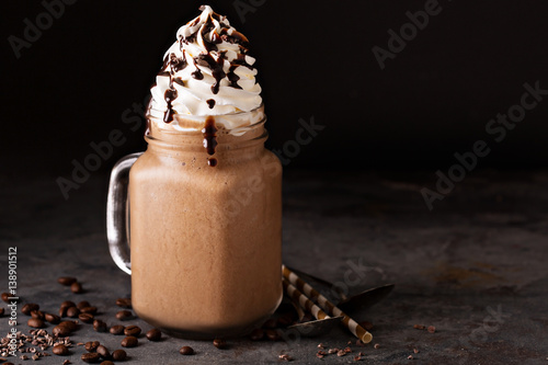 Chocolate frappe coffee with whipped cream