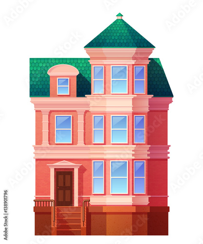Detailed red cottage house