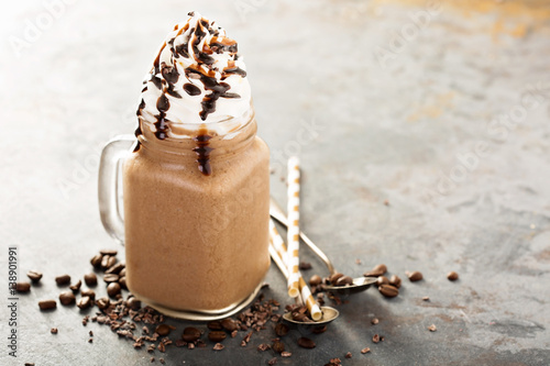 Chocolate frappe coffee with whipped cream