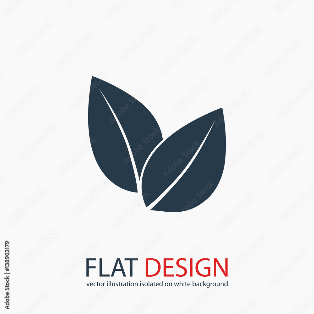 Leaf icon, vector illustration. Flat design style 