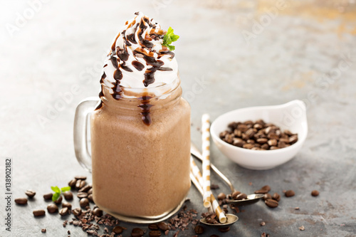 Фотография Chocolate frappe coffee with whipped cream