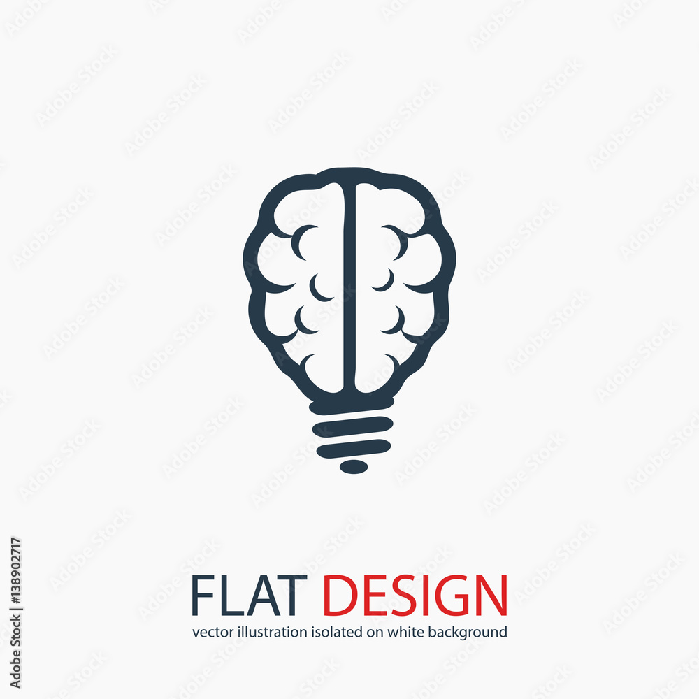 Light bulb brain icon, vector illustration. Flat design style Light bulb brain icon, vector illustration. Flat design style