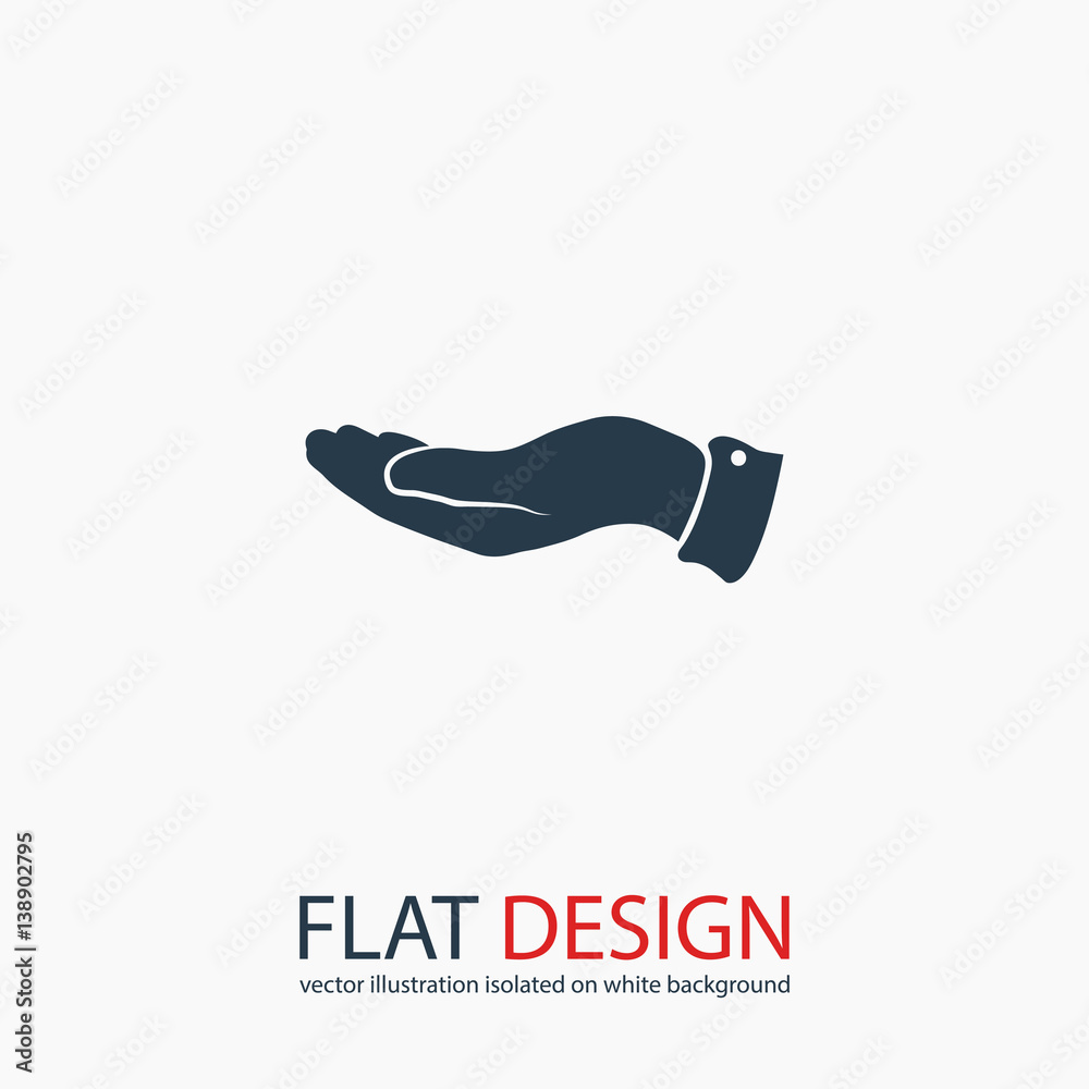 Hand icon, vector illustration. Flat design style