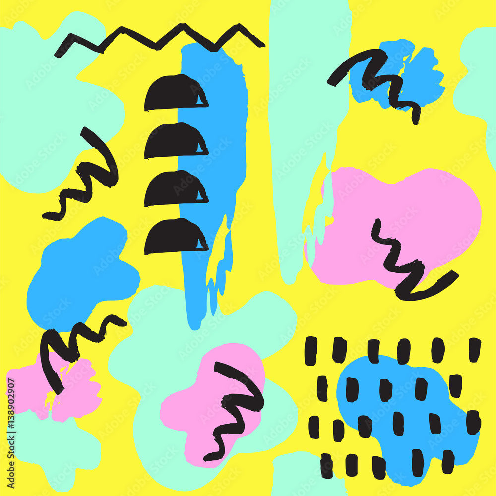 Universal memphis seamless pattern endless abstract fills style and surface textures colorful geometric ornament background vector illustration. Universal memphis seamless pattern endless abstract fills style and surface textures colorful geometric ornament background vector illustration.