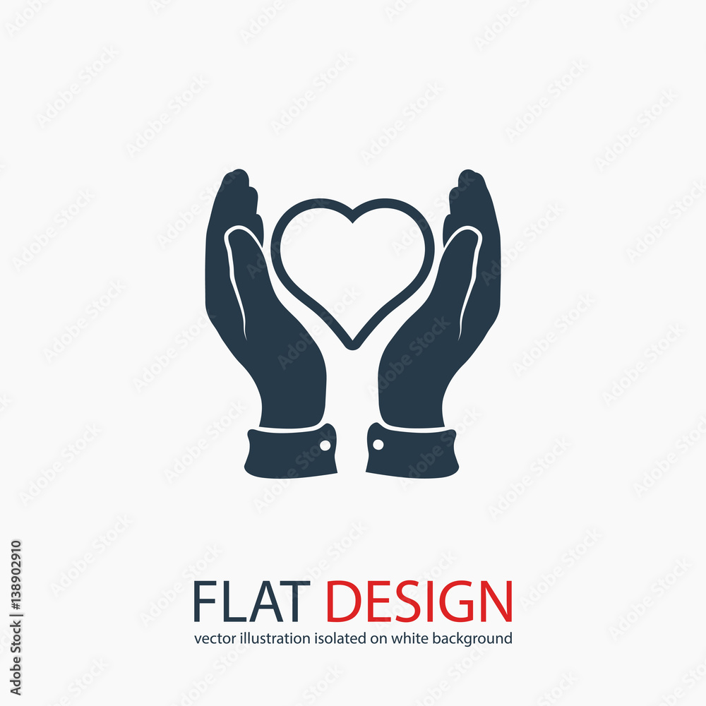 heart in hand icon, vector illustration. Flat design style heart in hand icon, vector illustration. Flat design style