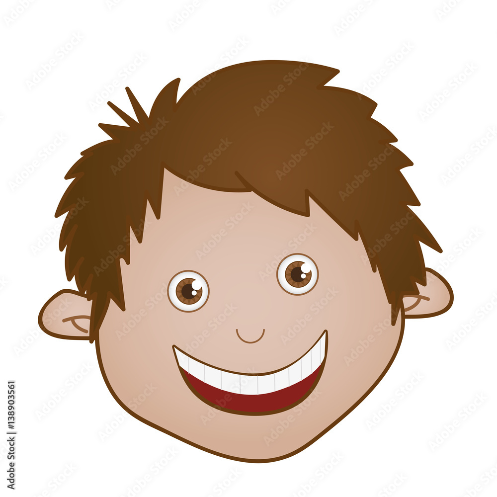 sticker face boy icon, vector illustraction design image