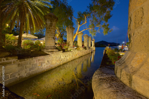 Historic dry dock at dusk