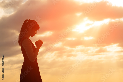 woman pray pious