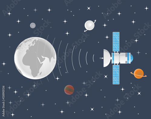 satellite in space flat illustration