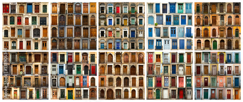 Fotografie, Tablou Collage of European doors