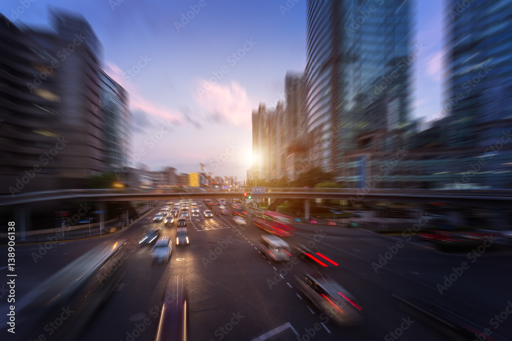 Shanghai, China, urban road traffic