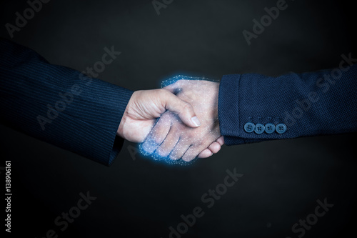 Virtual and realistic cooperation, graphic design of science and technology.