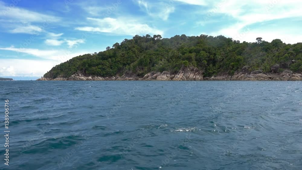 View from boat on stone coast cape of Koh Lipe island in the Andaman Sea, Thailand, 4k
View from boat on stone coast cape of Koh Lipe island in the Andaman Sea, Thailand, 4k