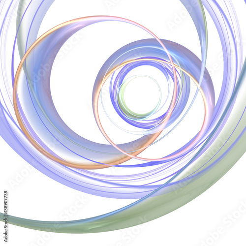 Abstract beige, grey and blue swirly lines on white background. Fantasy fractal design. Digital art. 3D rendering.