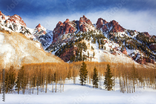 Mountain, Snow and clearing sky, Aspen, Colorado