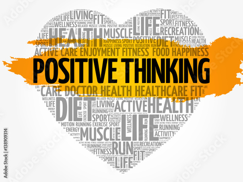Positive thinking heart word cloud, fitness, sport, health concept