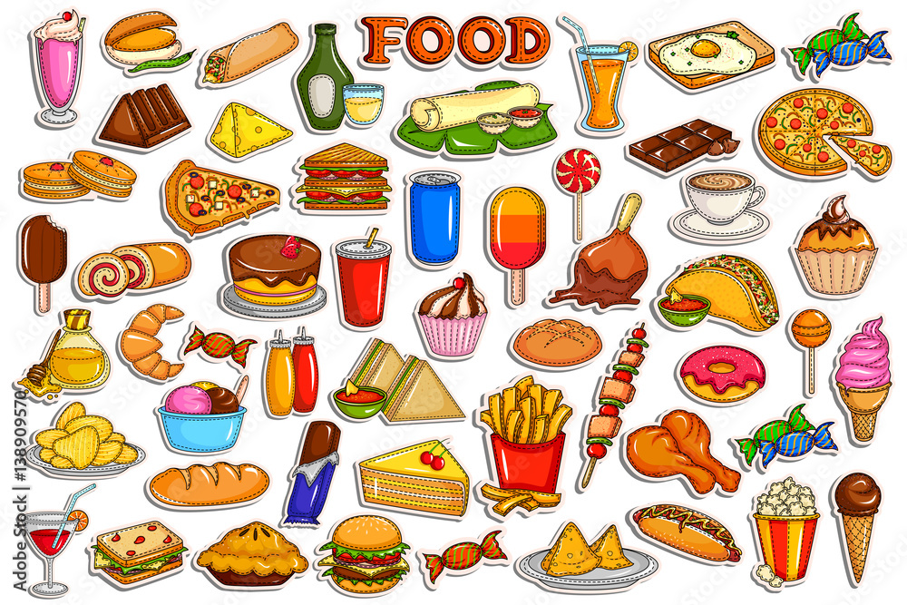 Sticker collection for food and beverage object