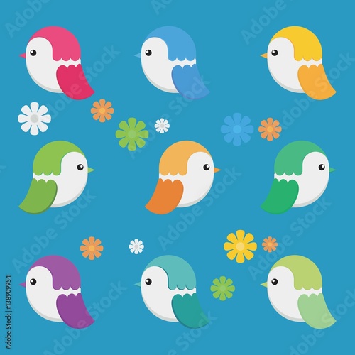 cute birds simple vector characters
