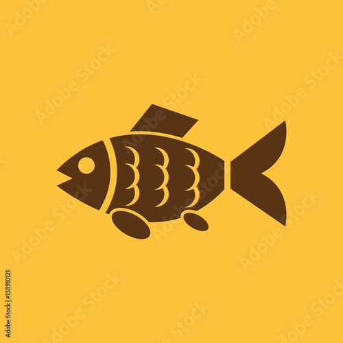 Fish icon. Fishing and angling, minnow symbol. Flat design. Stock - Vector illustration