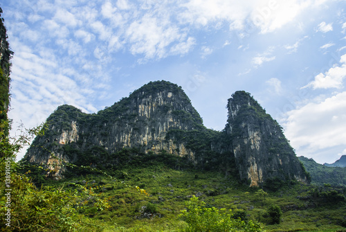 Karst mountains and countryside scenery in summer