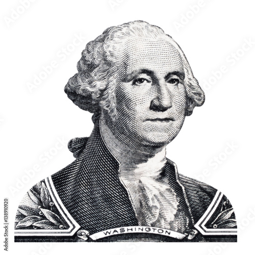 US president George Washington portrait on the one dollar united states money.