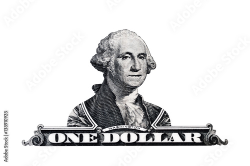 US president George Washington portrait on the one dollar united states money.