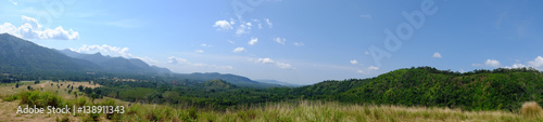 panorama view  Green meadow in the mountain are under the blue sky