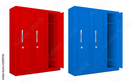 Red and blue school lockers